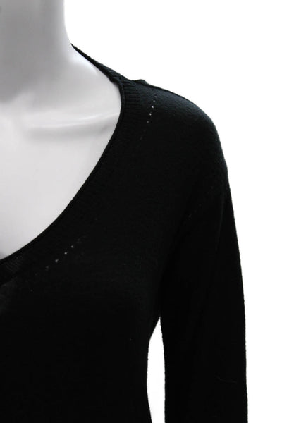 Skin Women Pullover Sweater V-Neck Black Wool Long Sleeve Size XS