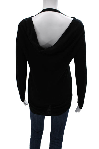 Skin Women Pullover Sweater V-Neck Black Wool Long Sleeve Size XS