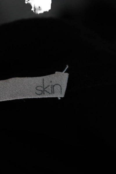 Skin Women Pullover Sweater V-Neck Black Wool Long Sleeve Size XS