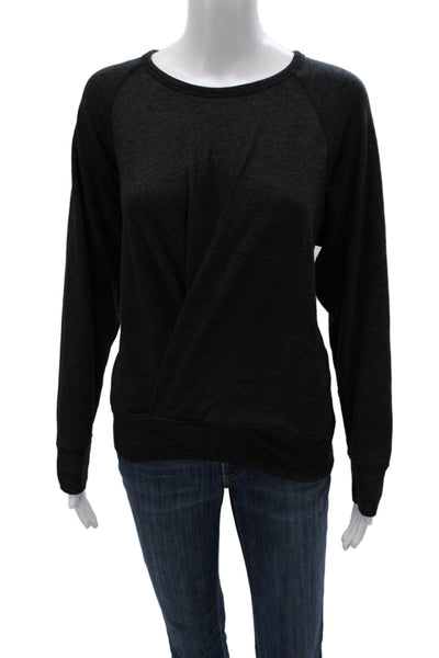 Sundry Women Pullover Sweatshirt Gray Polyester Crew Neck Long Sleeve Size 2
