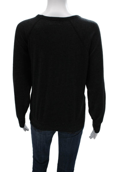 Sundry Women Pullover Sweatshirt Gray Polyester Crew Neck Long Sleeve Size 2