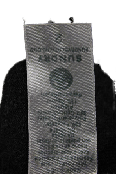 Sundry Women Pullover Sweatshirt Gray Polyester Crew Neck Long Sleeve Size 2