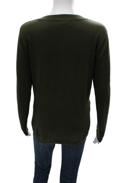 Lisa Todd Womens Henley Sweater Green Cotton Round Neck Long Sleeve Size M