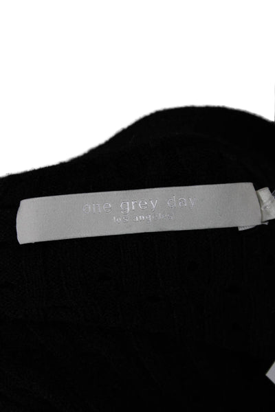One Grey Day Women Pullover Sweater Black Nylon Crew Neck Long Sleeve Size M