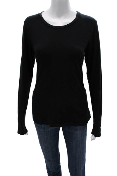Sundry Womens Basic Black Pima Cotton Long Sleeve T-Shirt Size 2