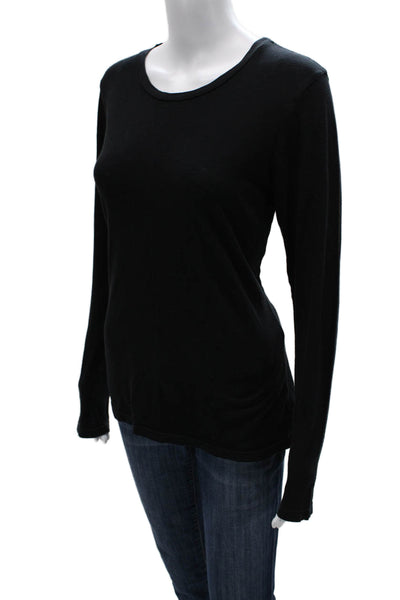 Sundry Womens Basic Black Pima Cotton Long Sleeve T-Shirt Size 2