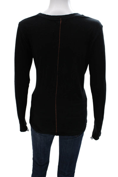 Sundry Womens Basic Black Pima Cotton Long Sleeve T-Shirt Size 2