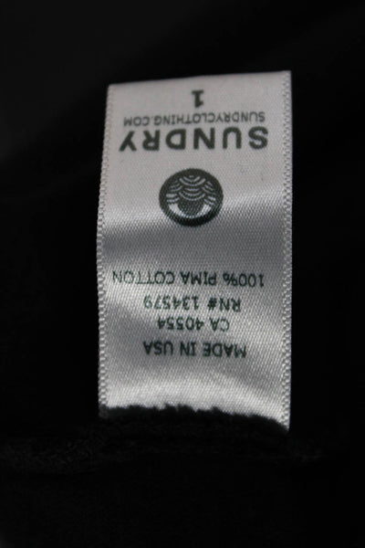 Sundry Womens Basic Black Pima Cotton Long Sleeve T-Shirt Size 2