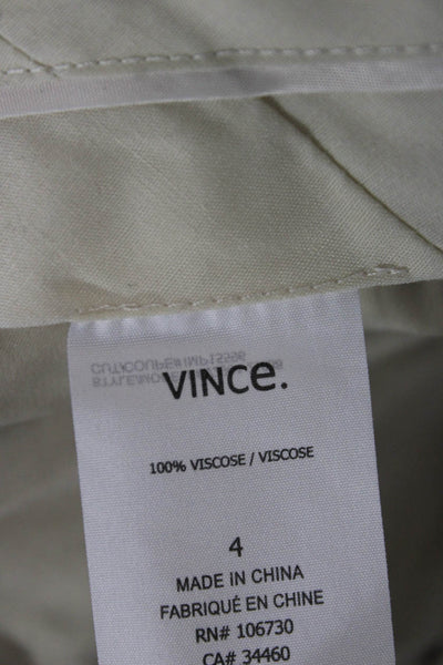 Vince Women Cropped Beige Viscose Pants Size 4