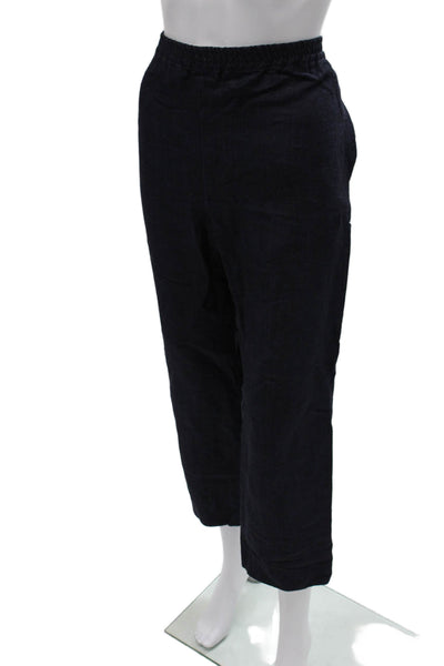 Eskandar Womens Cropped Linen Blend Pants Blue Size 0