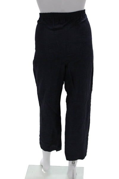 Eskandar Womens Cropped Linen Blend Pants Blue Size 0
