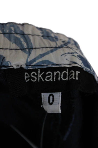 Eskandar Womens Cropped Linen Blend Pants Blue Size 0