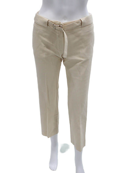 Chloe Womens Cropped Pants Beige Polyester Blend Zip 26in Inseam Size 34