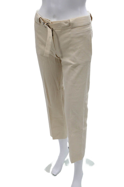 Chloe Womens Cropped Pants Beige Polyester Blend Zip 26in Inseam Size 34