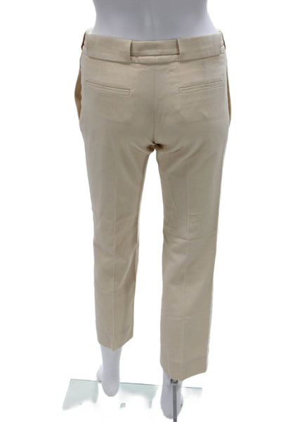 Chloe Womens Cropped Pants Beige Polyester Blend Zip 26in Inseam Size 34