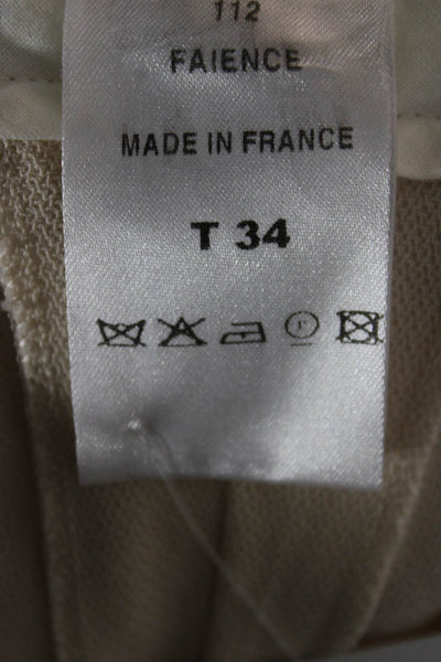 Chloe Womens Cropped Pants Beige Polyester Blend Zip 26in Inseam Size 34
