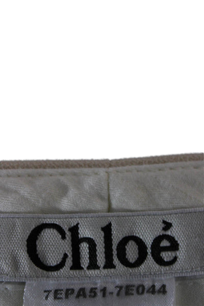 Chloe Womens Cropped Pants Beige Polyester Blend Zip 26in Inseam Size 34