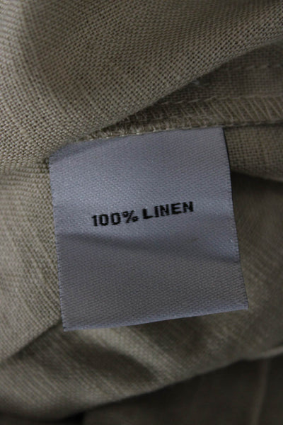 Hyden Yoo Women Beige Linen Collared Short Sleeve Shirt Dress Size 2