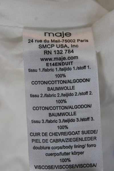 Maje Womens Wrap Floral Cotton Short Skirt White Button Size 34