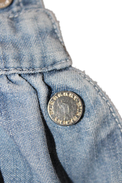 Burberry Blue Label Girls Square Neck Logo Denim Overall Dress Blue Size EU 36