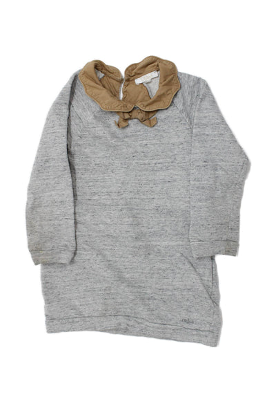 Chloe Childrens Girls Ruffled Neck Sweater Dress Grey Cotton Size 5