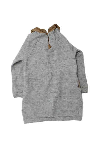 Chloe Childrens Girls Ruffled Neck Sweater Dress Grey Cotton Size 5