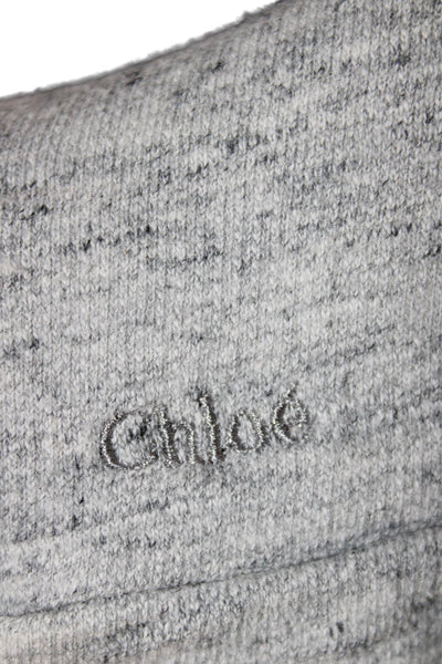 Chloe Childrens Girls Ruffled Neck Sweater Dress Grey Cotton Size 5