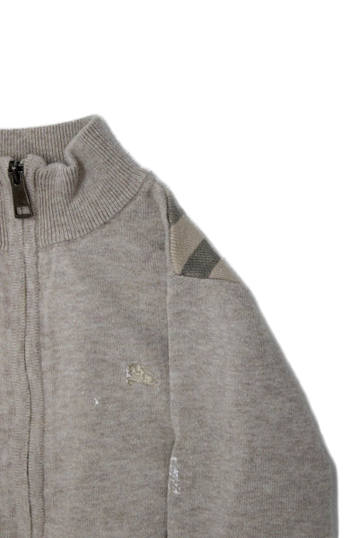 Burberry Children Childrens Boys Full Zipper Sweater Beige Cotton Size 4