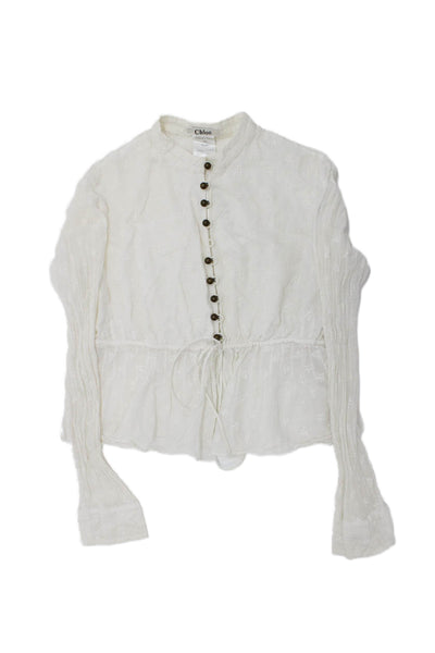 Chloe Childrens Girls Long Sleeves Peasant Blouse White Cotton Size EUR 38