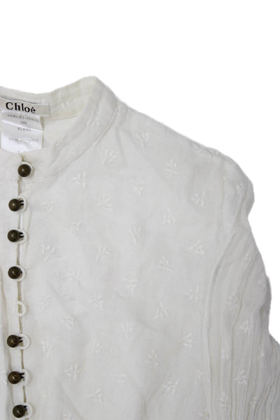 Chloe Childrens Girls Long Sleeves Peasant Blouse White Cotton Size EUR 38