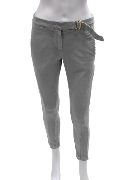Brunello Cucinelli Womens Ankle Pants Gray Cotton Zip Size 2