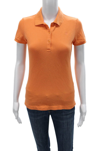 Lilly Pulitzer Women Short Sleeve Pima Cotton Polo Orange Collared Size XS