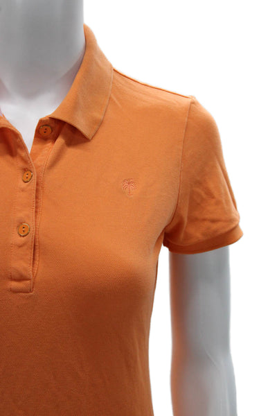 Lilly Pulitzer Women Short Sleeve Pima Cotton Polo Orange Collared Size XS