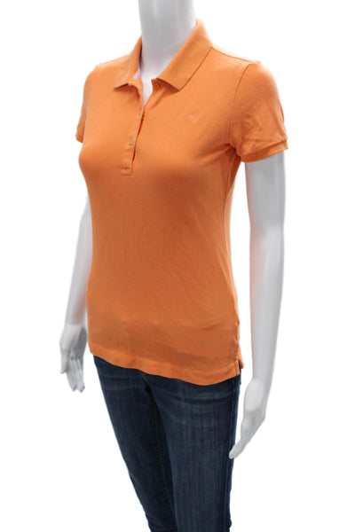 Lilly Pulitzer Women Short Sleeve Pima Cotton Polo Orange Collared Size XS