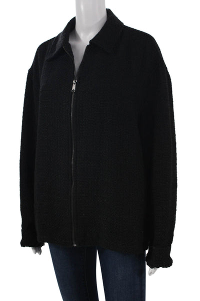 Zara Womens Black Basic Jacket Zip Polyester Long Sleeve Size L