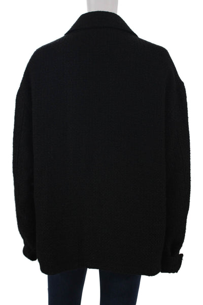 Zara Womens Black Basic Jacket Zip Polyester Long Sleeve Size L