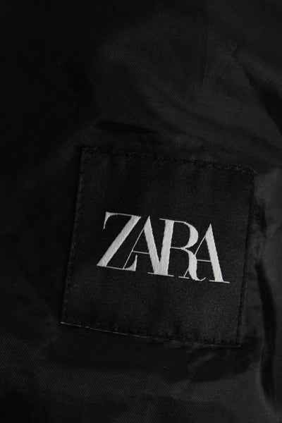 Zara Womens Black Basic Jacket Zip Polyester Long Sleeve Size L