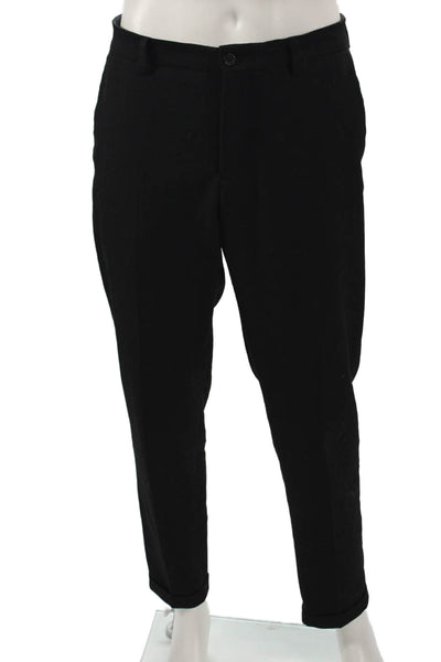 Zara Mens Dress Pants Black Polyester Button Size 42