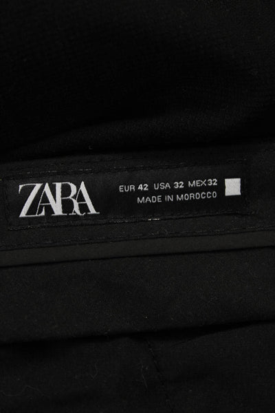 Zara Mens Dress Pants Black Polyester Button Size 42