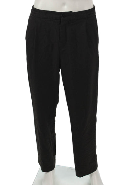 Reiss Mens Dress Pants Black Solid Button 63% Recycled Polyester Size 30