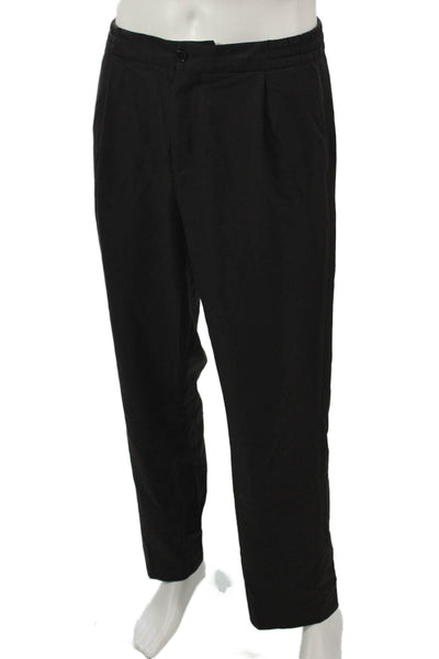 Reiss Mens Dress Pants Black Solid Button 63% Recycled Polyester Size 30