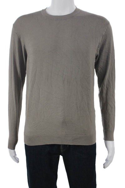 Zara Mens Pullover Sweater Gray Solid Crew Neck Long Sleeve Polyester Size S