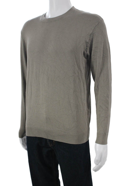 Zara Mens Pullover Sweater Gray Solid Crew Neck Long Sleeve Polyester Size S