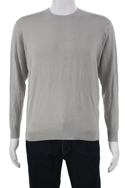 Zara Mens Pullover Sweater Gray Viscose Crew Neck Long Sleeve Solid Fall Size S
