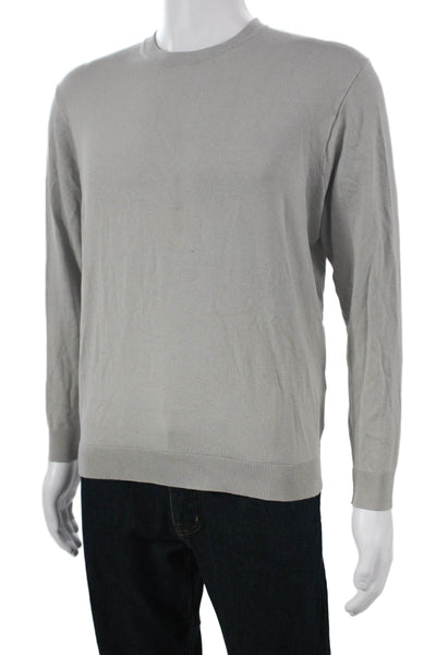 Zara Mens Pullover Sweater Gray Viscose Crew Neck Long Sleeve Solid Fall Size S