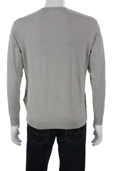 Zara Mens Pullover Sweater Gray Viscose Crew Neck Long Sleeve Solid Fall Size S