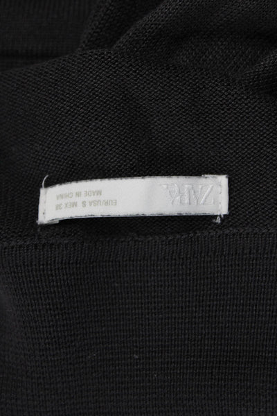 Zara Mens Collared Cotton Pullover Gray Long Sleeve Solid Fall Size S