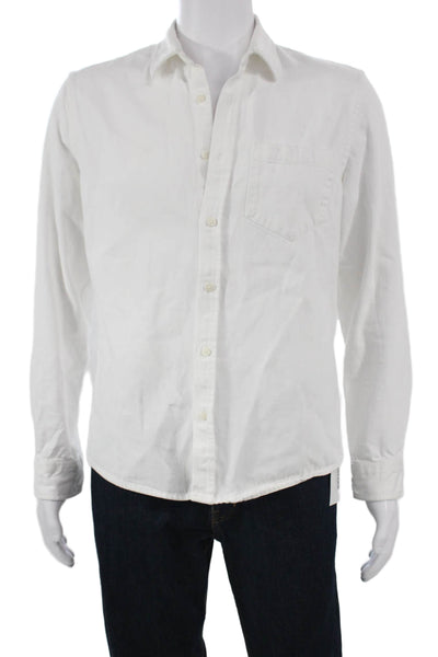 Zara Mens Long Sleeves Button Down Shirt White Size Medium