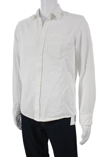 Zara Mens Long Sleeves Button Down Shirt White Size Medium