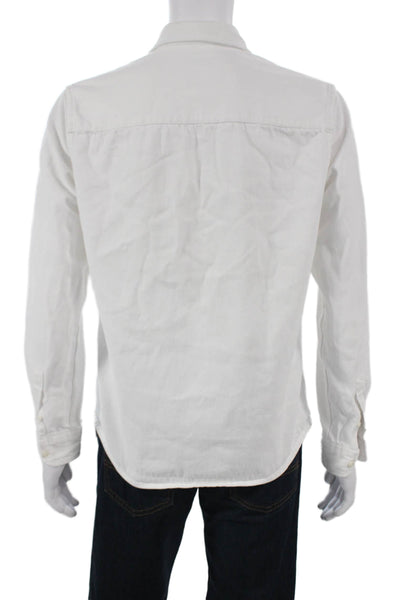 Zara Mens Long Sleeves Button Down Shirt White Size Medium